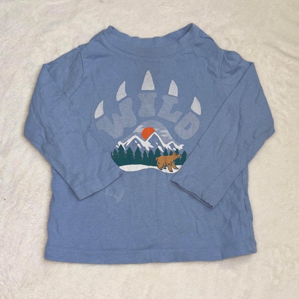 (3 for $10) Old Navy Blue 'Wild' Bear and Mountain Long Sleeve Tee